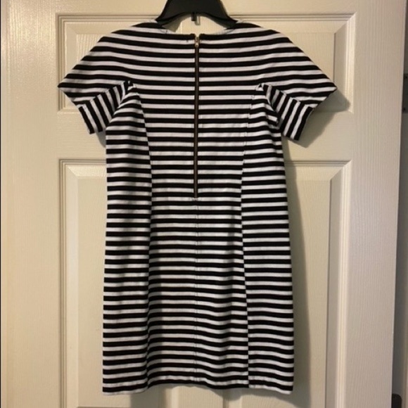 OG Jcrew Dress - J. Crew Black and White Stripe Short Sleeve shift dress - Picture 5 of 7